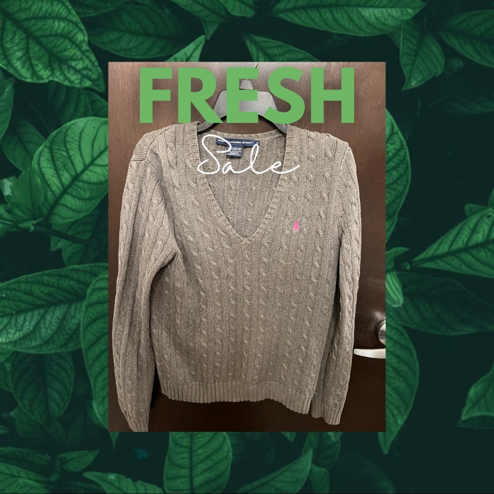 Polo Ralph Lauren Cable Wool Crewneck Sweater. Gray